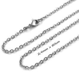 D009 Dây chuyền inox không mặt kiểu chữ cong mắc xích 2,4mm