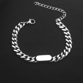 LN131 Lắc tay nam titan mặt ovan trơn có thể khắc nội dung