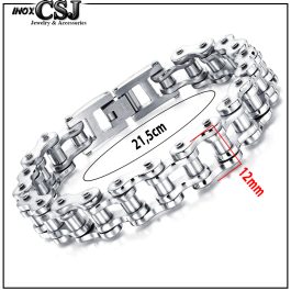 LN139 Lắc tay nam xích sên xe inox đẹp độc cá tính màu trắng