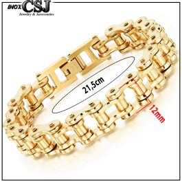 LN141 Lắc tay nam xích sên xe inox đẹp độc cá tính màu vàng