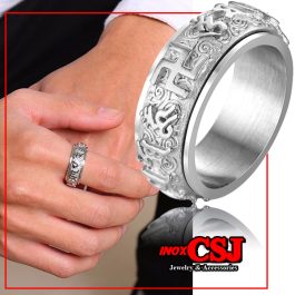 N624 Nhẫn titan câu chú Om Mani Padme Hum