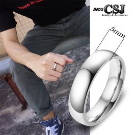 N646 Nhẫn nam inox mo tròn trơn bảng 5mm