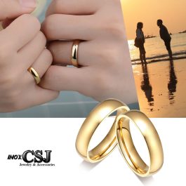 NC074 Nhẫn Titan mạ vàng cặp đôi bảng mo tròn 4ly