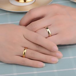 NC074 Nhẫn Titan mạ vàng cặp đôi bảng mo tròn 4ly