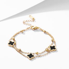 TA625 Lắc chân titan 2 tầng hoa 4 cánh LV màu vàng