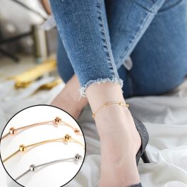 TA660 Lắc chân nữ dây mì titan cách điệu bi