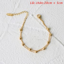 TA669 Lắc chân nữ titan 2 tầng bi cách điệu