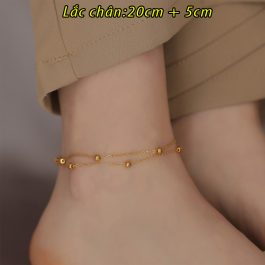 TA669 Lắc chân nữ titan 2 tầng bi cách điệu