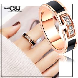 TC096 Nhẫn titan mạ vàng hồng thời trang Hàn Quốc