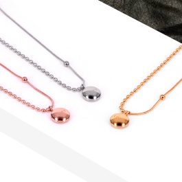 TN332 Dây chuyền titan mặt tròn chữ luck