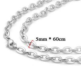 DN174 Dây chuyền nam inox chữ cong 5ly