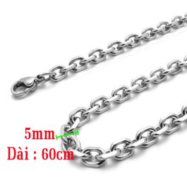 DN048 Dây chuyền inox nam chữ cong 5mm x 60cm vát cạnh