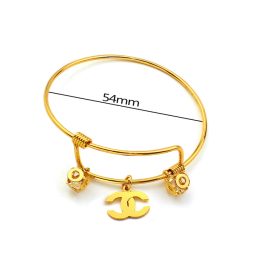 LT006 Vòng tay inox mạ vàng chrame hình logo chanel