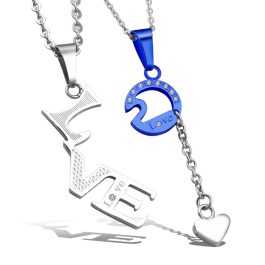 MC121 Mặt dây chuyền inox chữ love cặp đôi (trắng xanh)