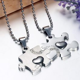 MC148 Mặt dây chuyền inox cặp đôi mảnh ghép