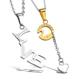 MC152 Mặt dây chuyền inox chữ love cặp đôi (trắng vàng)