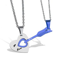 MC162 Mặt dây chuyền inox trái tim mũi tên cặp đôi