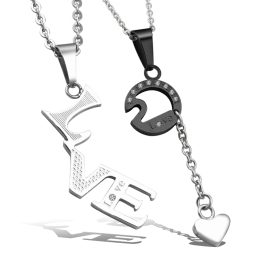 MC178 Mặt dây chuyền inox chữ love cặp đôi (trắng đen)