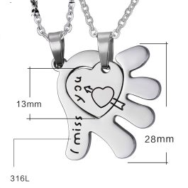 MC213 Mặt dây chuyền cặp đôi inox trái tim lồng trong bàn tay