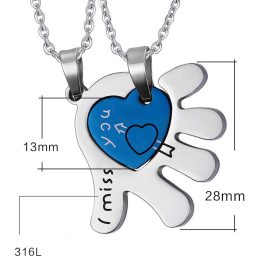 MC216 Mặt dây chuyền cặp đôi inox trái tim lồng trong bàn tay