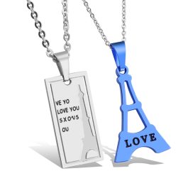 MC218 Mặt dây chuyền cặp đôi tháp Eiffel (trắng xanh)