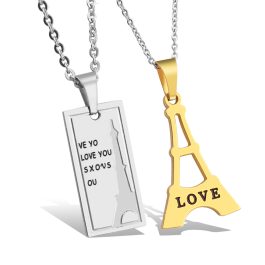 MC219 Mặt dây chuyền cặp đôi tháp Eiffel (trắng vàng)
