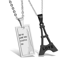 MC220 Mặt dây chuyền cặp đôi tháp Eiffel (trắng đen)