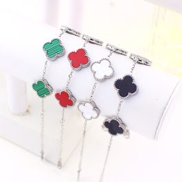 TA081 Lắc tay nữ titan hoa 4 cánh van cleef 15mm