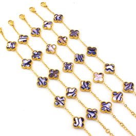 TA106 Lắc tay nữ titan hoa 4 cánh van cleef 13mm