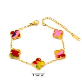 TA131 Lắc tay nữ titan hoa 4 cánh van cleef 13mm