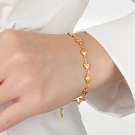 TA182 Lắc tay nữ titan mắc xích hình trái tim