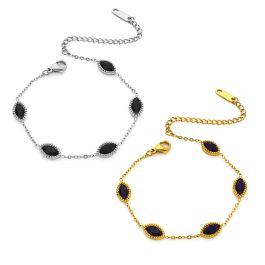 TA211 Lắc tay nữ titan đính đá zircon đen hình mắt ngựa