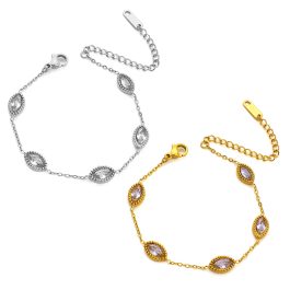 TA212 Lắc tay nữ titan đính đá zircon trắng hình mắt ngựa