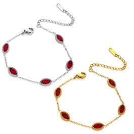 TA213 Lắc tay nữ titan đính đá zircon đỏ hình mắt ngựa