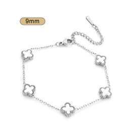 TA245 Lắc tay titan 5 bông hoa 4 cánh van cleef nền trắng size 9mm