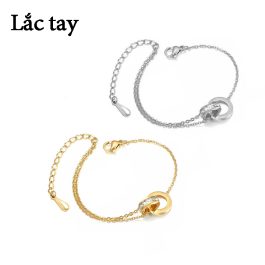 TA248 Lắc tay titan khoen số la mã lồng ghép vào nhau