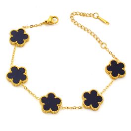 TA441 Lắc tay nữ titan hoa 5 cách van cleef nền màu đen