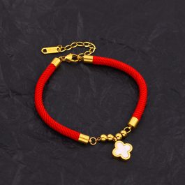 TA455 Lắc tay chỉ đỏ titan mặt hoa 4 cánh Van Cleef LV