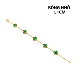 TA462 Lắc tay titan hoa 4 cánh van cleef màu xanh loại bông nhỏ 1,1cm
