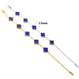 TA483 Lắc tay van cleef hoa 4 cánh nền màu xanh dương13mm