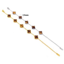 TA484 Lắc tay van cleef hoa 4 cánh nền màu gỗ óc chó 13mm