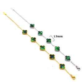 TA485 Lắc tay van cleef hoa 4 cánh nền màu xanh lá