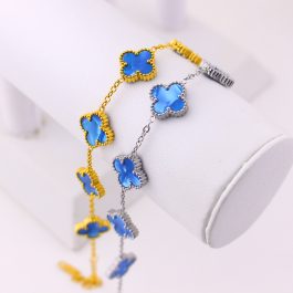 TA486 Lắc tay van cleef hoa 4 cánh nền màu xanh bầu trời 13mm