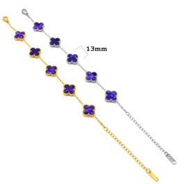 TA487 Lắc tay van cleef hoa 4 cánh nền màu tím 13mm
