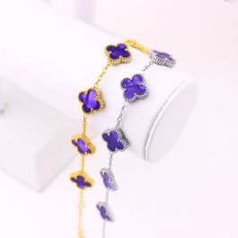 TA487 Lắc tay van cleef hoa 4 cánh nền màu tím 13mm