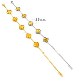 TA492 Lắc tay van cleef hoa 4 cánh nền màu hổ phách
