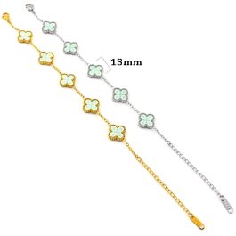 TA493 Lắc tay van cleef hoa 4 cánh nền màu xanh ngọc