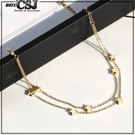 TA604 Lắc chân titan ngôi sao 2 tầng màu vàng tươi