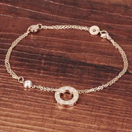TA609 Lắc chân nữ titan cartier love màu vàng hồng