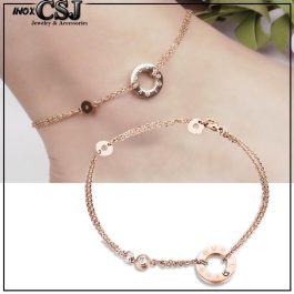 TA609 Lắc chân nữ titan cartier love màu vàng hồng